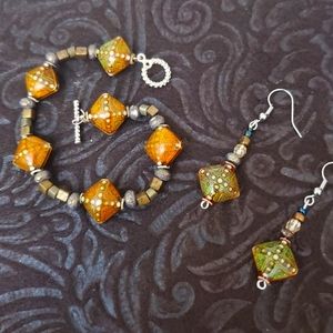 Previously listed "Beaded Barley by Kate," bracelet,  with matching earrings.
